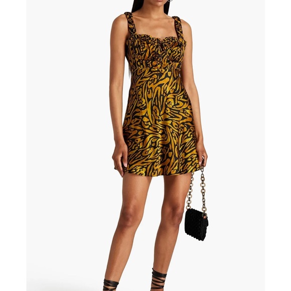 Nicholas Simie gathered printed silk-satin mini dress - Picture 2 of 8